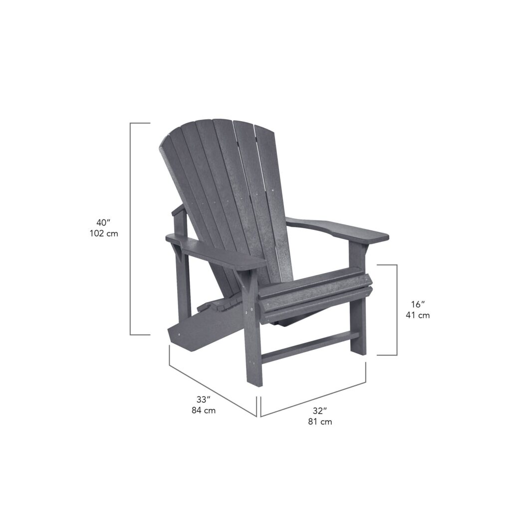 Dimensional view of the generations Adirondack chair