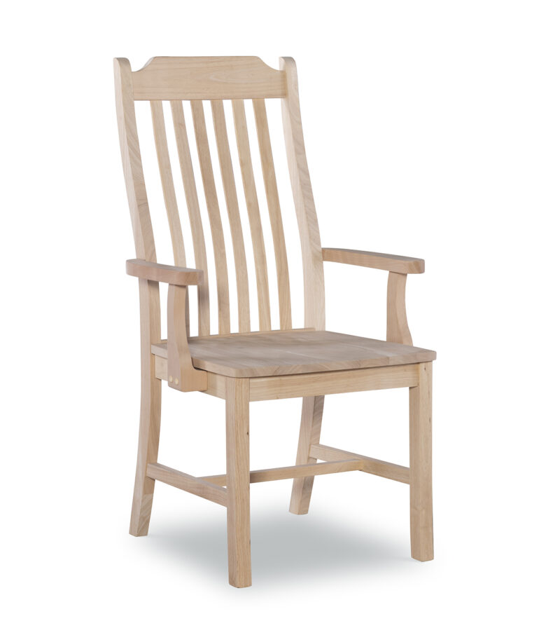 Front view of Steambent Arm Hardwood Chair- Unfinished
