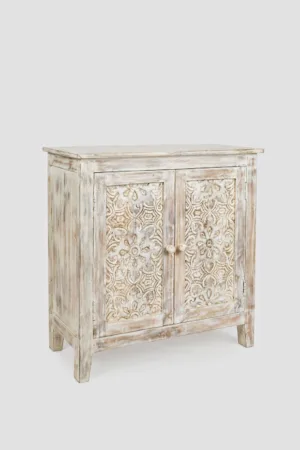The White Washed Hand Carved Accent Chest