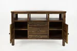 Dakota Oak TV Stand with all of the doors open