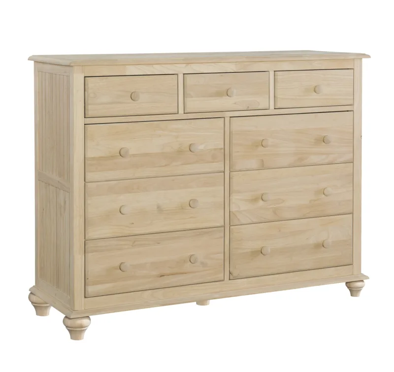 Unfinished Cottage 9 Drawer Dresser