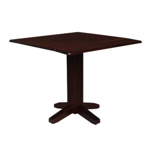 36" Square Dual Drop Leaf dining Table in rich mocha