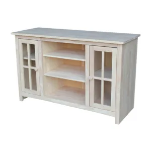Unfinished Entertainment / TV Stand w 2 Glass Doors