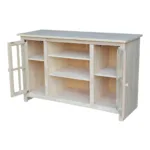 Unfinished Entertainment / TV Stand w 2 Glass Doors open