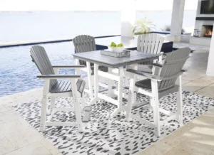 patio counter table with 4 stools
